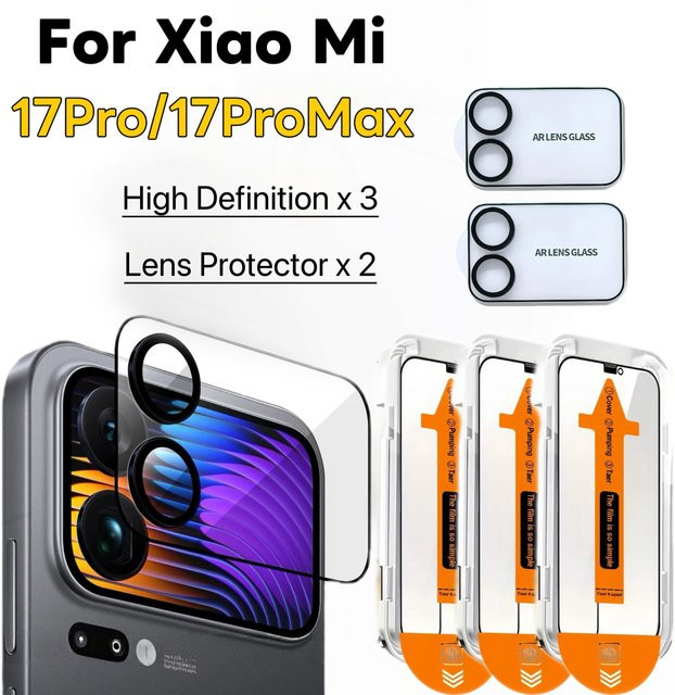 Displayschutzfolie und Objektivfolie aus gehärtetem Glas für Xiaomi 17 Pro und 17 Pro Max, transparent - Bild 1