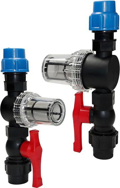 3-teiliges Gartenwasserfilterventil Kit für Regenwassereimer und Tropfbewässerung mit Schlauchanschluss 32 mm und 25 mm - Bild 1