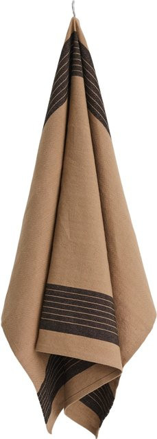 HAY Linear Geschirrtuch aus Leinen in Beige und Braun mit grafischem Design und OEKO-TEX Standard 100 - Bild 1