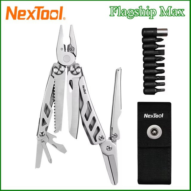 NexTool Flaggschiff Max 14-in-1 EDC-Multitool-Zange aus Edelstahl in Silber mit Schere und Klappmesser für Outdoor und Camping - Bild 1
