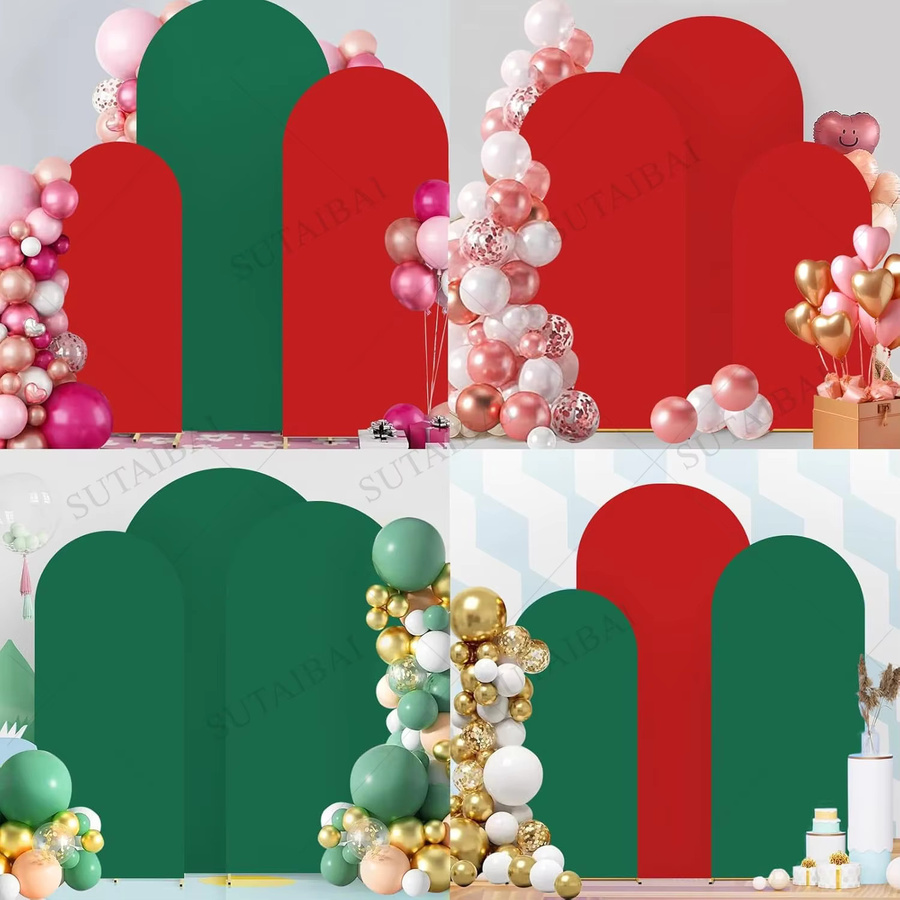 SUTAIBAI 3er-Set Weihnachtsbogen-Hintergrundabdeckung aus Spandex in Blau und Multicolour für Hochzeiten, Abschlussfeiern und Geburtstage - Bild 4