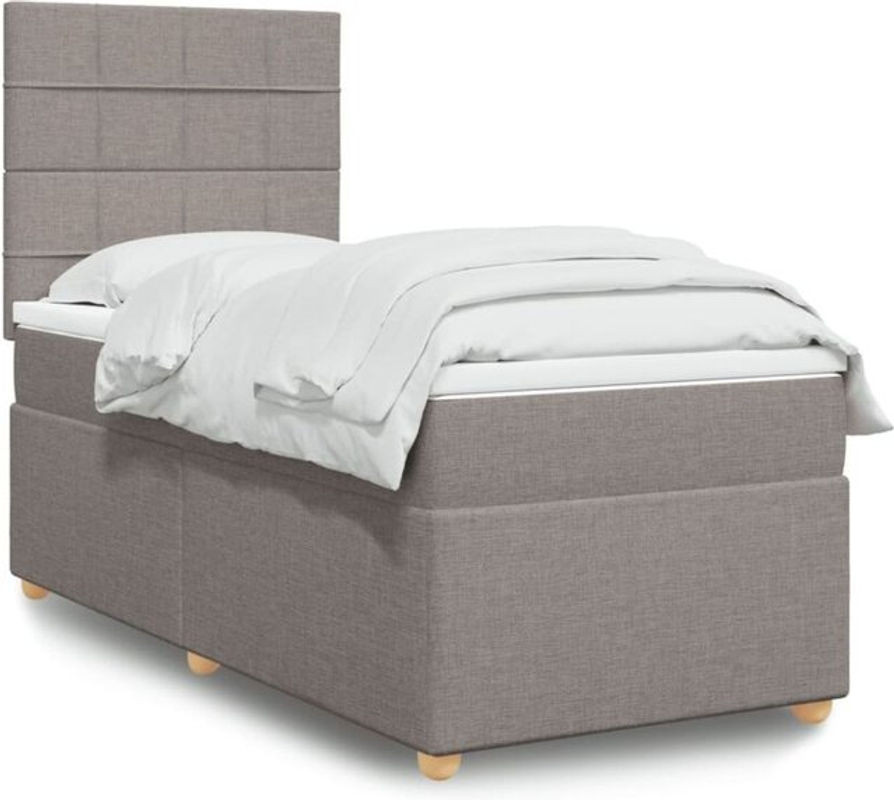 vidaxl Boxspringbett mit Matratze in Taupe meliert aus Stoff, B/T: 80 x 200 cm - Bild 1