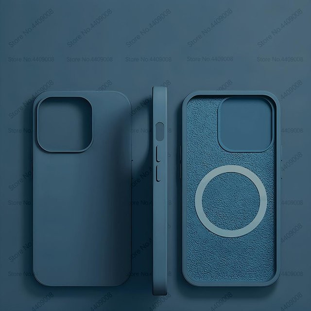 Original Flüssigsilikon-Magnethülle für Apple iPhone 11 12 13 14 15 Pro Max Plus mit MagSafe Kompatibilität in Blau - Bild 1