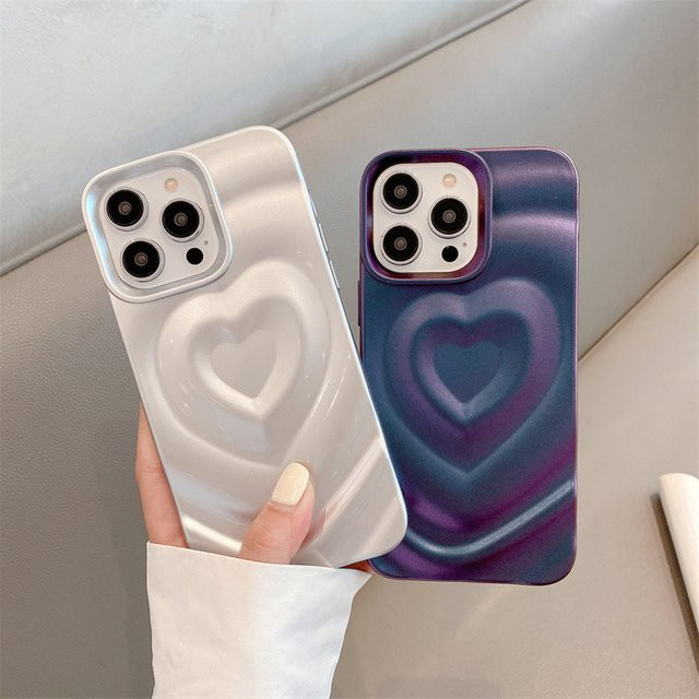 MUQGEW Stoßfeste iPhone Schutzhülle mit Koreanischem Candy-Design, Wellen- und Herz-Motiv sowie Glitter-Effekt in Multicolour für iPhone 17 16e 15 14 13 12 Pro Max - Bild 1