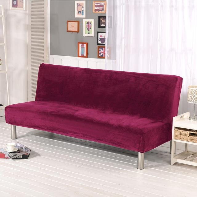 YZFZP Samt Sofa Bezug Elastische Schutzhülle für Klapp-Sofa und Futon in Weinrot, Größe S - Bild 1
