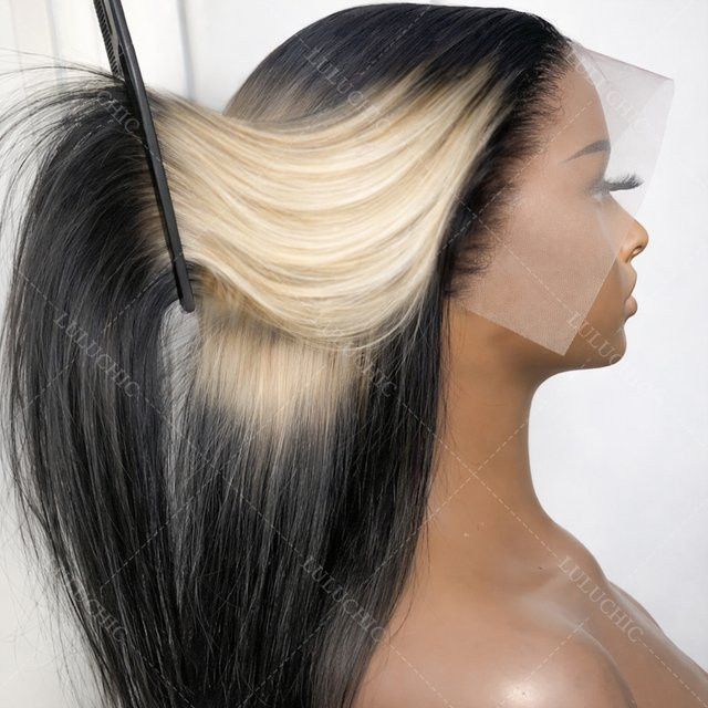 Wig Queen Lace Front Perücke, Echthaar, 4x4 Layered Straight, 613 Blonde - Bild 1