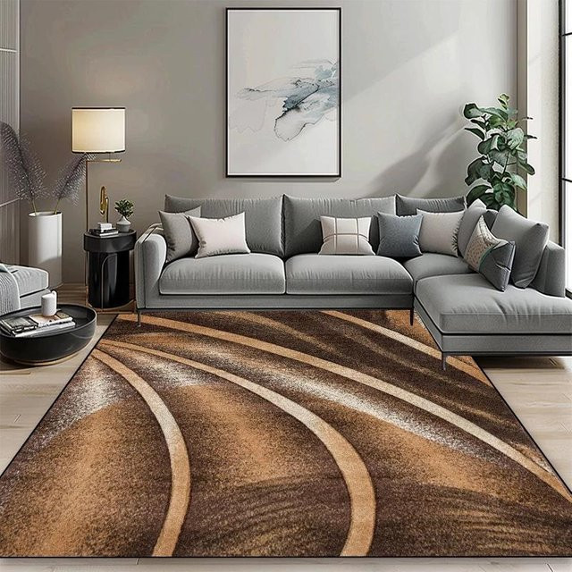 Karpetti Geometrischer Teppich Modern Braun, Rutschfest und Waschbar, B/T: 200 x 300 cm oder 60 x 90 cm - Bild 1