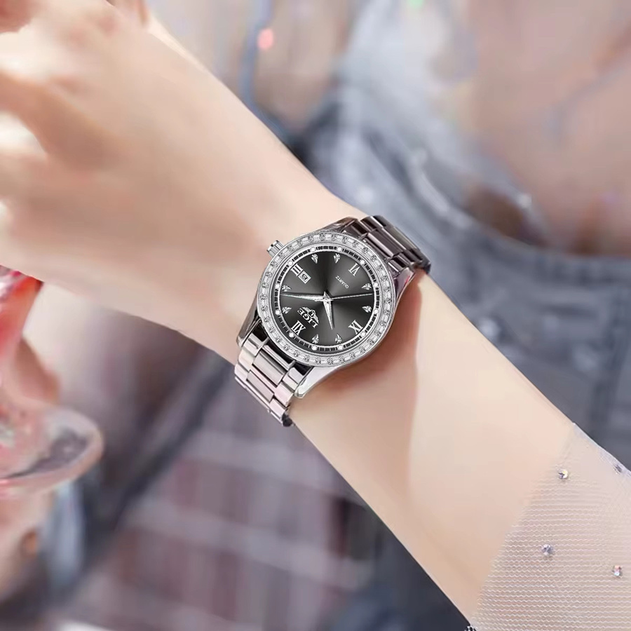 LIGE Armbanduhr Edelstahl, Quarz, Diamantbesetzt, Grün, Damen - Bild 2