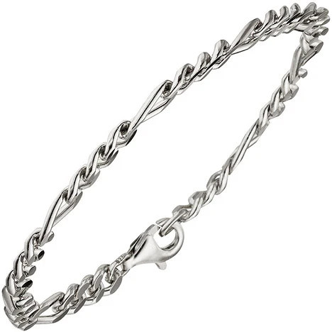 Colfem Figaroarmband 925 Sterling Silber, diamantiert, 21 cm, Unisex - Bild 1