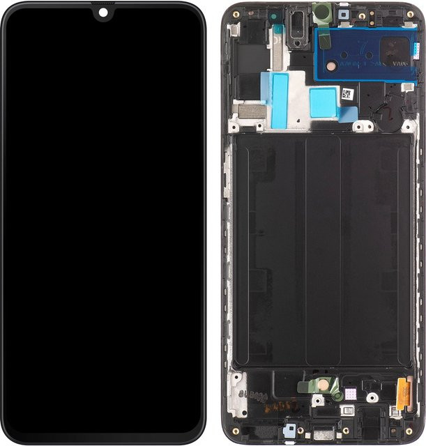Samsung Galaxy A70 A705 Display mit Touchscreen und Rahmen, Schwarz, Service Pack GH82-19747A - Bild 1