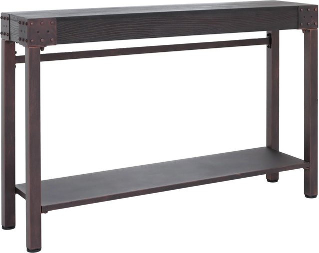 MCW Konsolentisch Q68 Industrial Retro Beistelltisch aus Holz und Metall in Schwarz und Braun, B/T/H: 120 x 31 x 82 cm - Bild 2