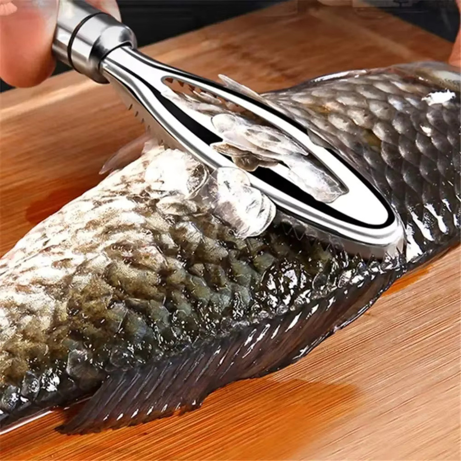 Venlohome Fischschaber aus Edelstahl in Silber zum einfachen Entfernen von Fischschuppen und zur Fischreinigung - Bild 3