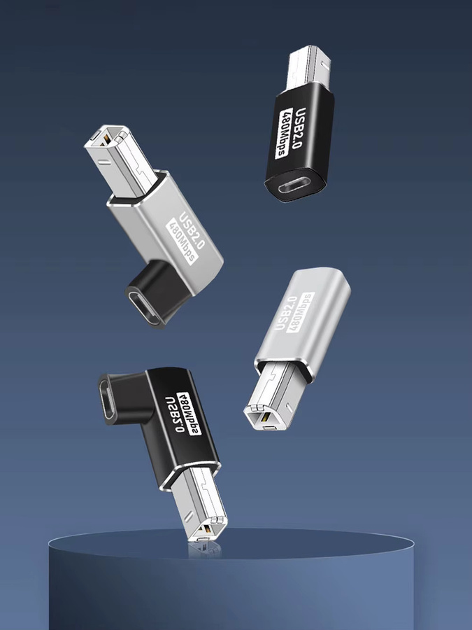 Geris Power USB 2.0 Druckeradapter USB Typ C auf Typ B in Schwarz - Bild 4