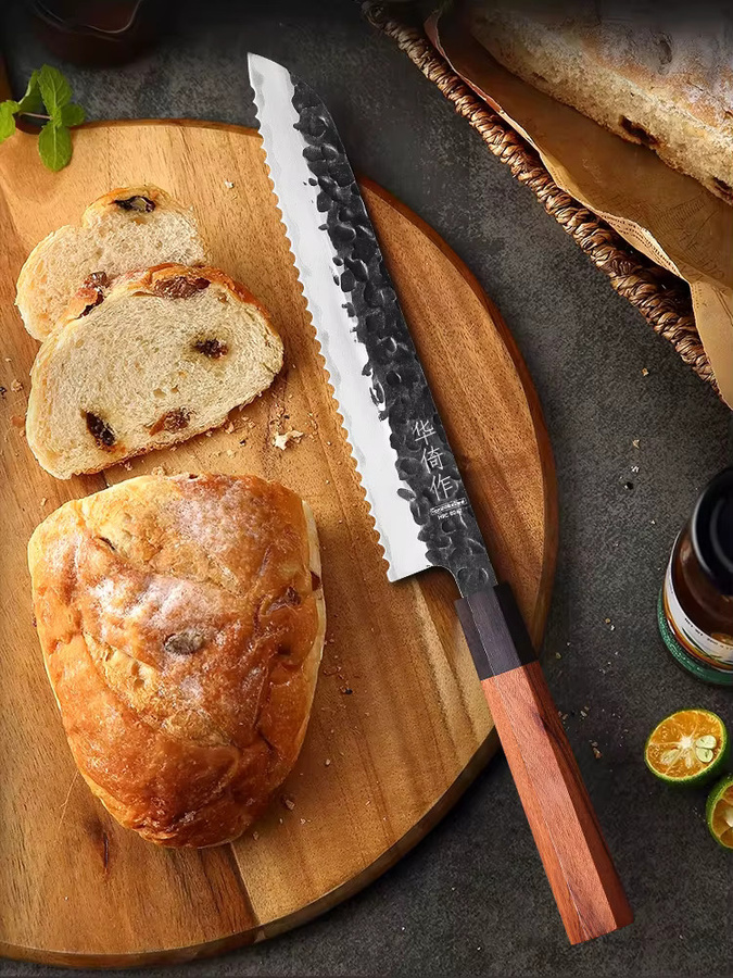 TUEWHO Brotmesser aus geschmiedetem Edelstahl, 21,59 cm, Silber - Bild 7