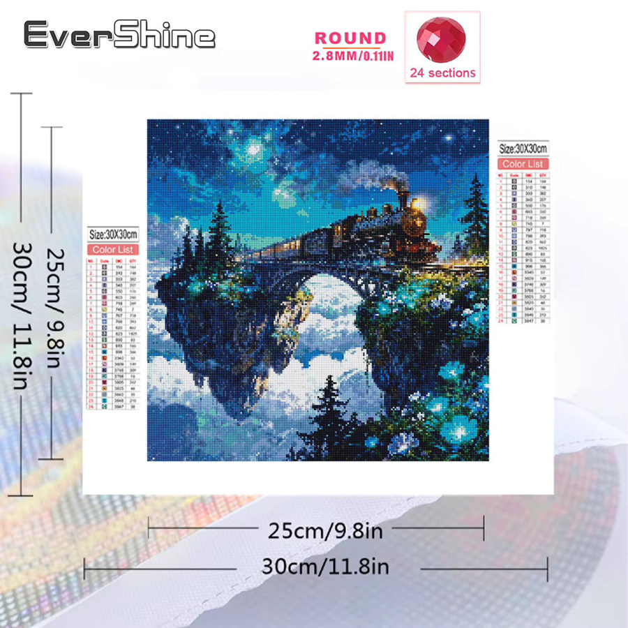 Evershine Diamant-Mosaik-Zug-Landschaft, Diamant-Gemälde, Mehrfarbig - Bild 2