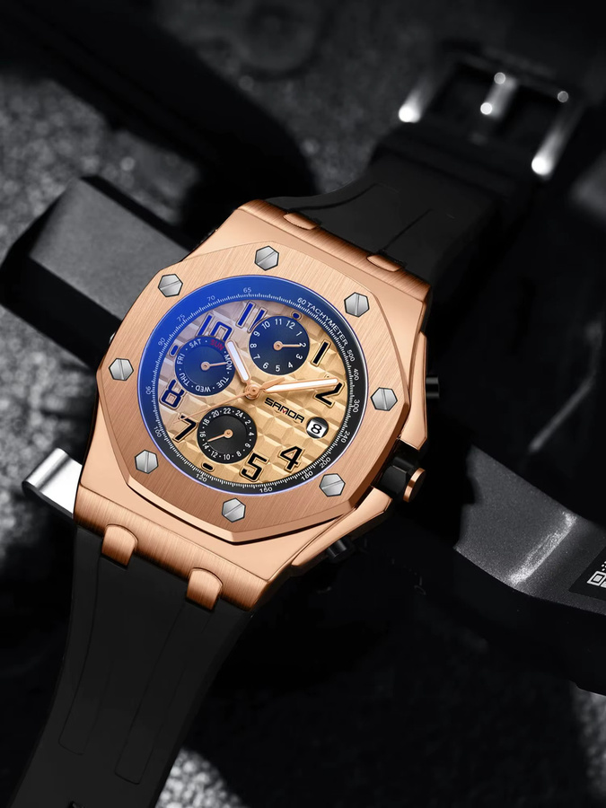 Pagani Designs Armbanduhr Automatik, Tonneau, Roségold, Silber, Kautschuk, Herren - Bild 2