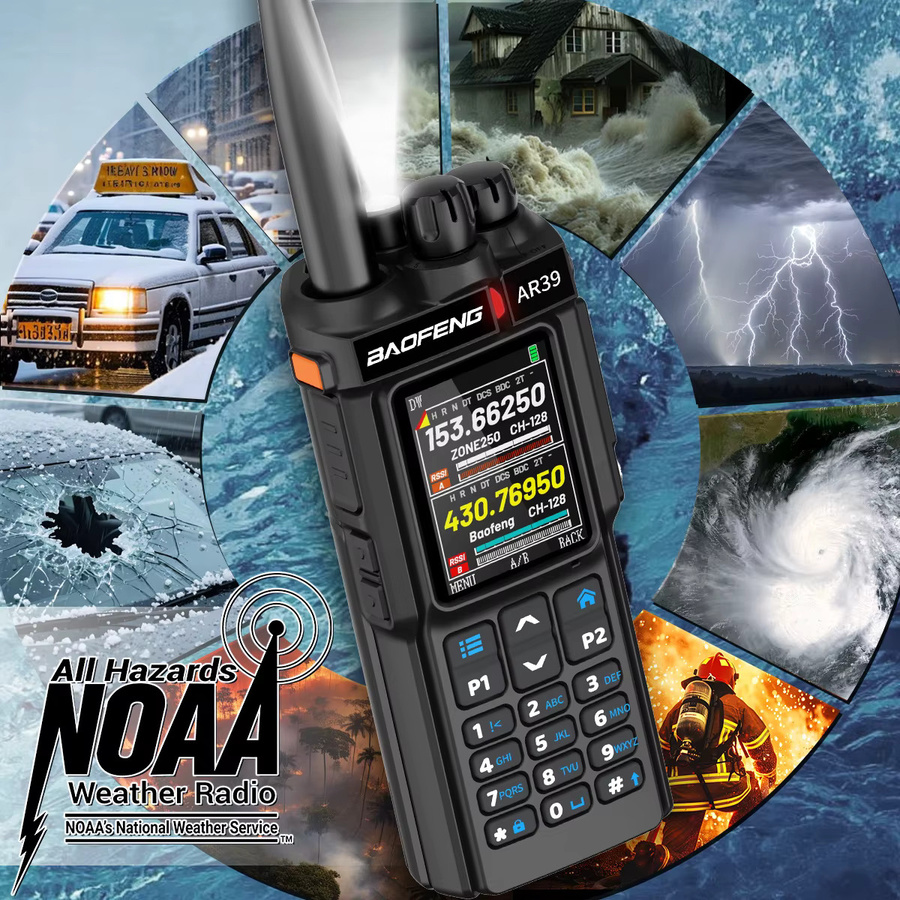 BAOFENG AR-39 Walkie-Talkie in Schwarz mit Multiband-Funktion, AM-Radio und Spotlight-Taschenlampe - Bild 5