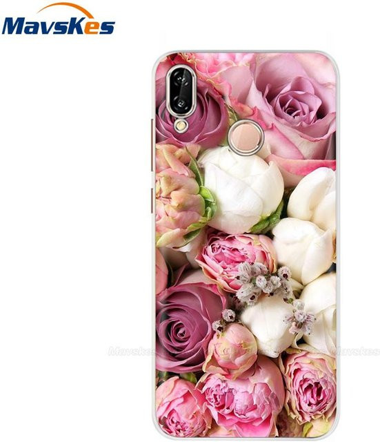 Handyhülle mit Blumenmuster für Huawei P20 Pro und Huawei P20, weiche TPU-Silikon-Rückseite, transparent und multicolour - Bild 1