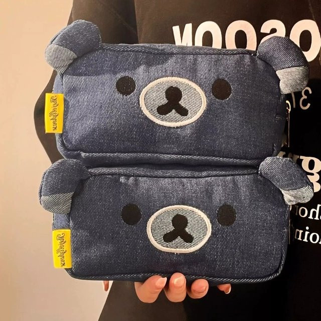Rilakkuma Cowboy Canvas Limited Edition Stifttasche und Make-up-Tasche in Braun und Blau - Bild 1