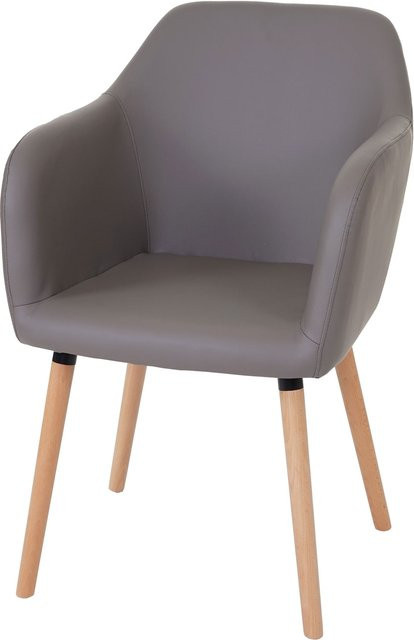 MCW Esszimmerstuhl Vaasa T381 im Retro 50er Jahre Design aus Kunstleder in Taupe-Grau mit hellen Beinen - Bild 1