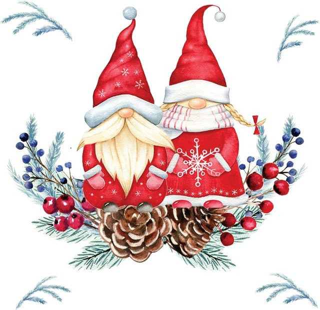 Paper+Design Weihnachtsservietten Tomte Couple aus Papier, Multicolor - Bild 1