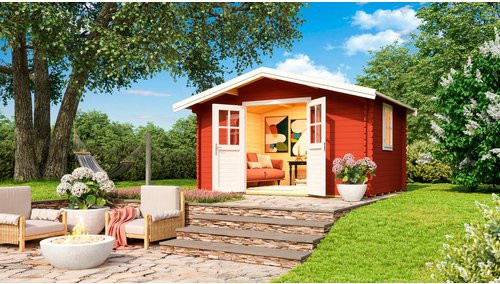 Mr. GARDENER Gartenhaus Donau aus Holz in Rot mit B/H/T: 424,3 x 245 x 348 cm