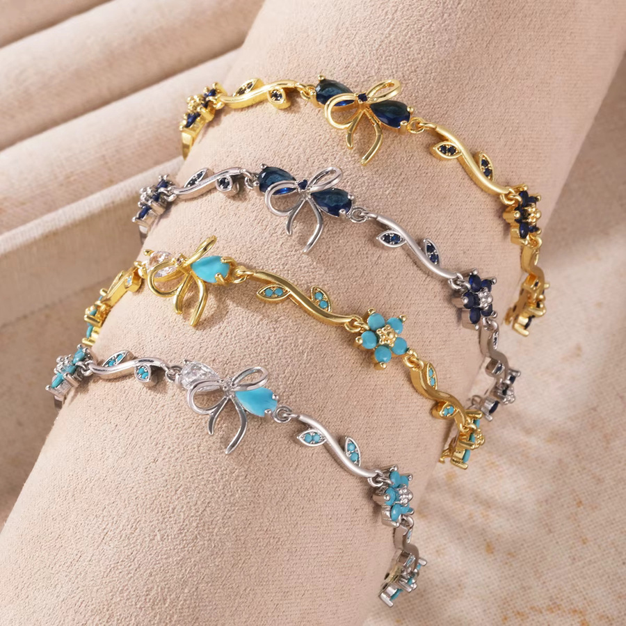 YUYAN Armband, Schmetterling, Türkis-Stein, Zirkonia, Gold, Damen - Bild 3