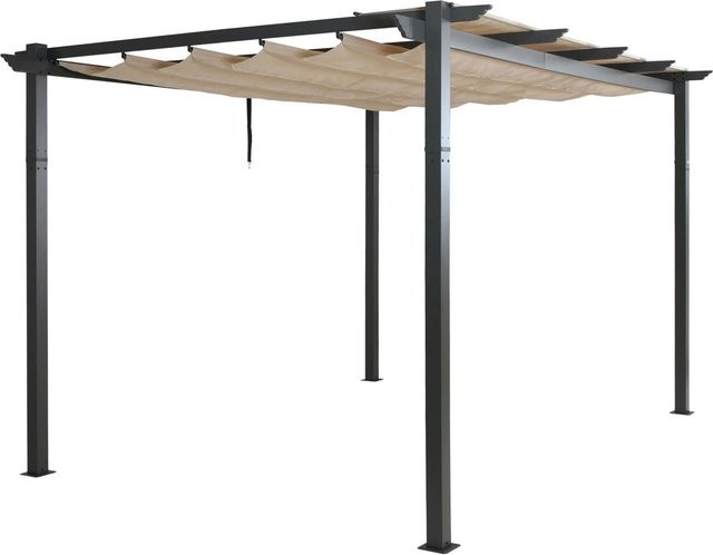 BERLINLODGE Aluminium Pergola Gartenpavillon mit Schiebedach in Creme-Beige, B/T: 400 x 300 cm, Höhe: 240 cm - Bild 1