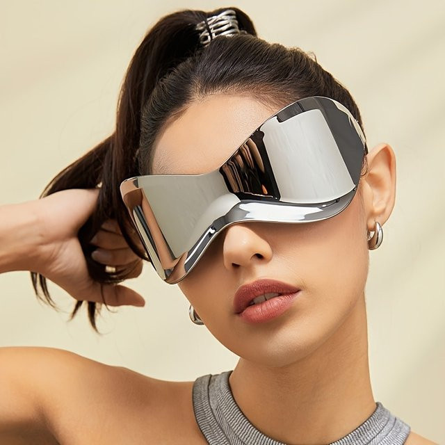 Glazzy Wrap-Around Sonnenbrille, randlos, silver, Unisex, Kunststoff - Bild 1