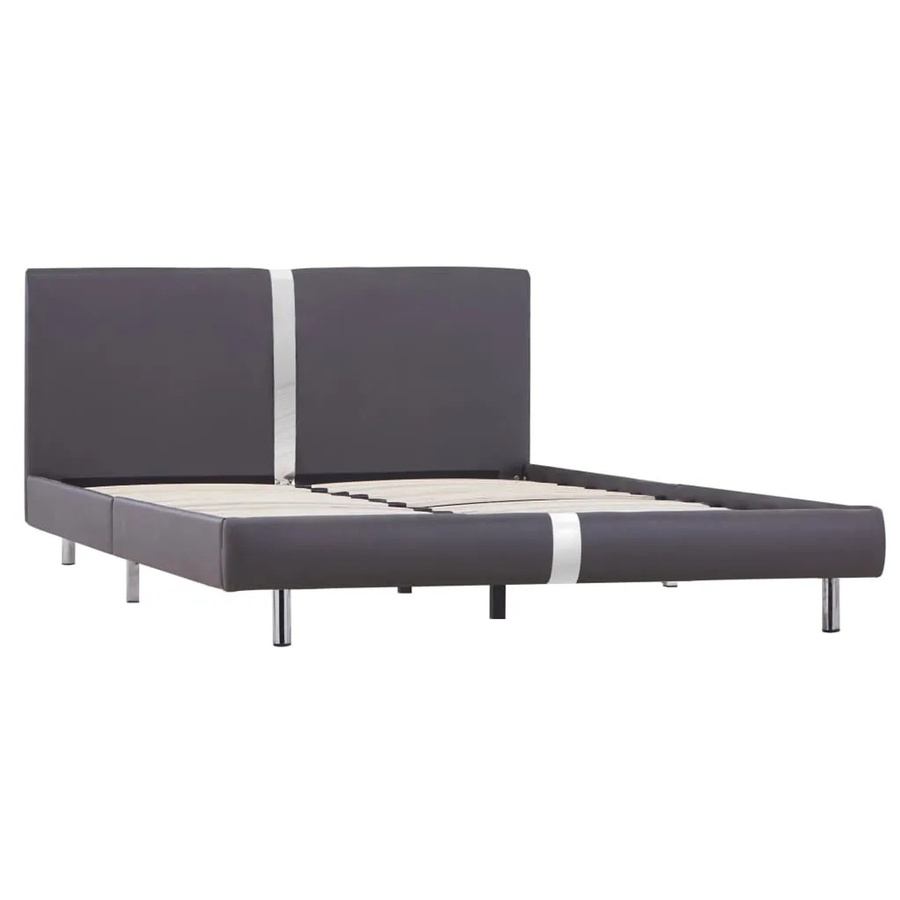vidaXL Bettgestell aus Kunstleder in Grau mit gepolstertem Rahmen, B/T/H: 140 x 200 x 70 cm - Bild 2