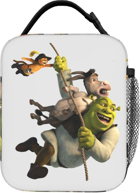 Isolierte Lunchtasche von Fancy Style Studio mit Nicolas Cage Shrek Parodie in Weiß, One Size - Bild 1