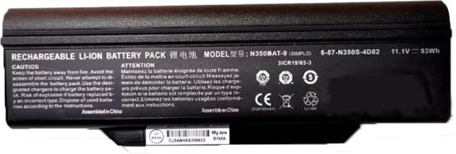 CLEVO Laptop-Akku für N350 Serie, Schwarz, 11,1 V, 62 Wh / 5600 mAh - Bild 1
