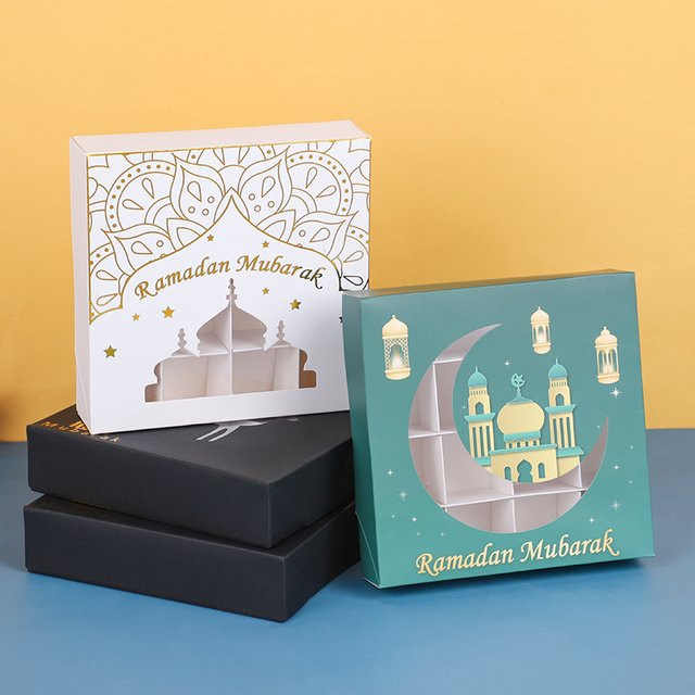 4er Set Eid Mubarak Geschenkboxen aus Papier zur Dekoration für Ramadan und Muslimische Feiern - Bild 1