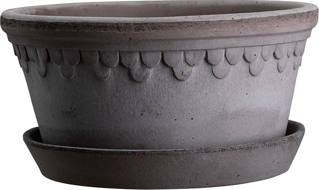 Bergs Potter Blumentopf The Københavner Raw Low Pot mit Untersetzer, Keramik, grau, Durchmesser: 30 cm - Bild 1