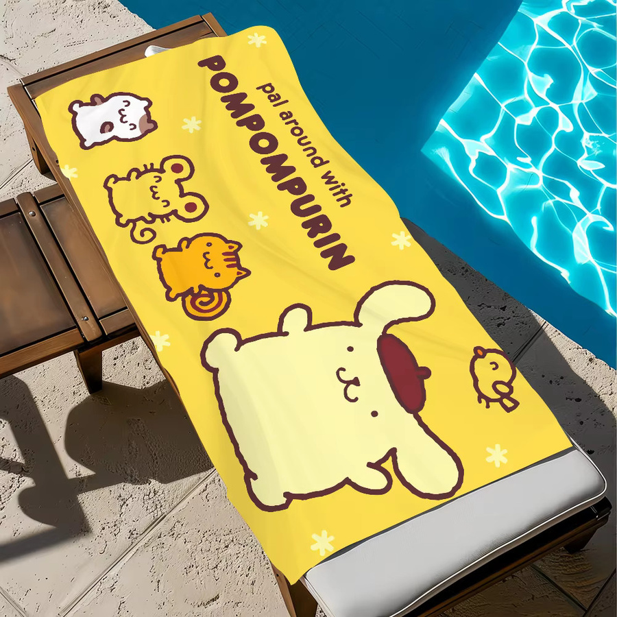 P-Pompompurin Handtuch in Gelb, schnell trocknendes Cartoon-Strandtuch für Sport und Reise - Bild 4