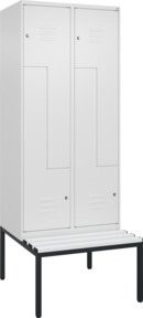 C+P Z-Spind Classic PLUS Sitzbank mit 4 Fächern und Zylinderschloss, Farbe: Grau, B/T/H: 212,0 x 80,0 x 81,5 cm - Bild 1