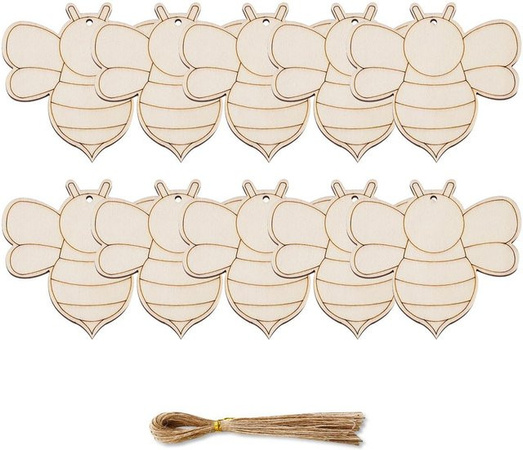 Holzbiene Hängende Dekoration, DIY Bemalung Holzhandwerk, 10-teiliges Set