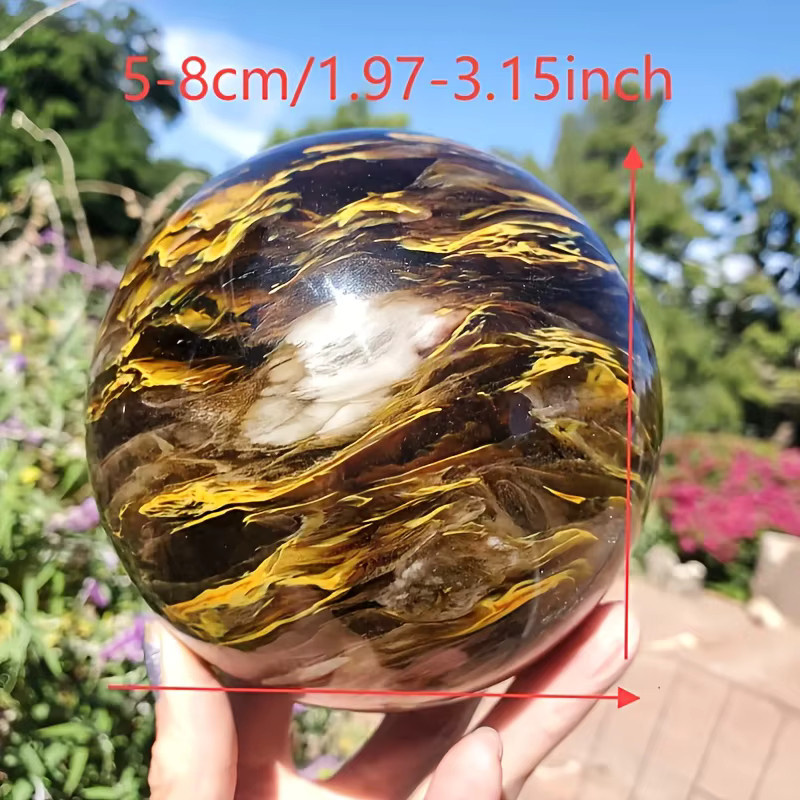 CrystalHola Tigerfell Schmuckkugel aus gelbem Quarz als Dekorationsobjekt - Bild 2