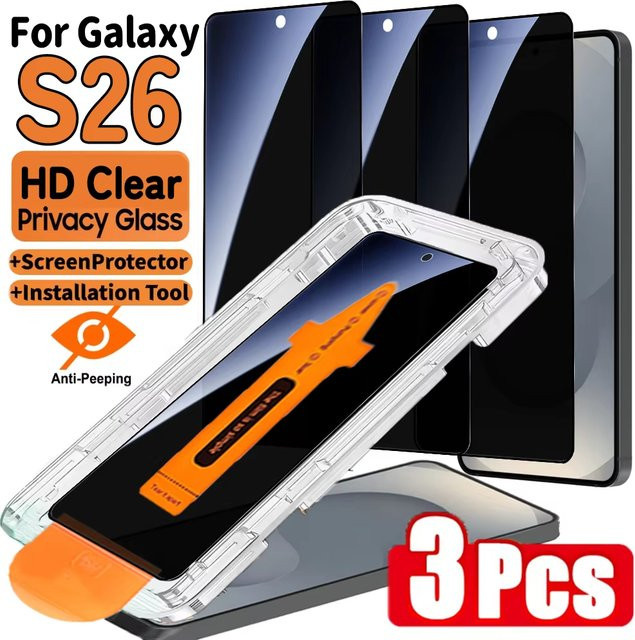 Privatsphäre Displayschutzfolie aus gehärtetem Glas für Samsung Galaxy S26 Ultra S25 S24 S23 S22 S21 Ultra mit Fingerabdruck-Entsperrung - Bild 1