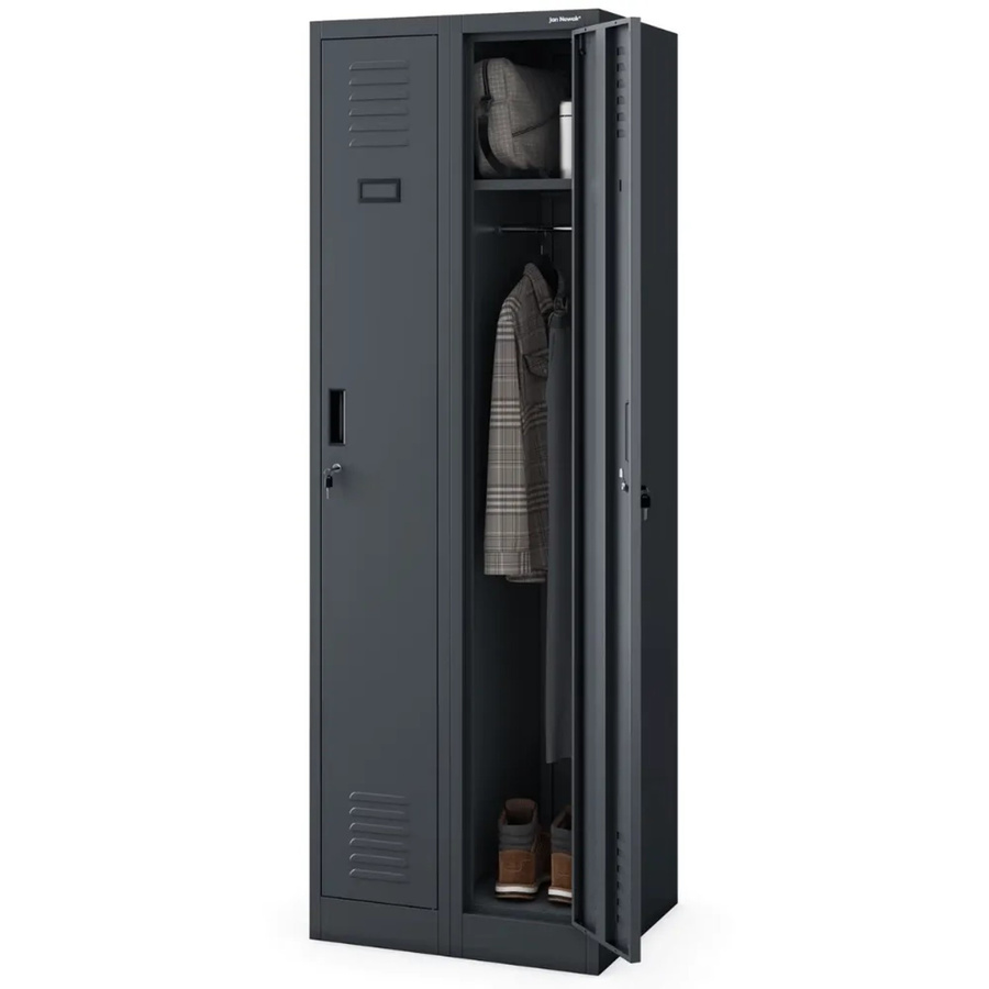 JAN NOWAK Umkleideschrank Spind KACPER mit 2 Abteilen in Anthrazit, H: 180 cm, B: 60 cm, T: 50 cm - Bild 2
