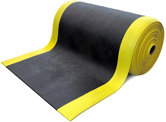 PROREGAL Anti-Ermüdungsmatte aus Vinyl in Gelb/Schwarz, H x B x T: 1 x 90 x 1800 cm - Bild 1