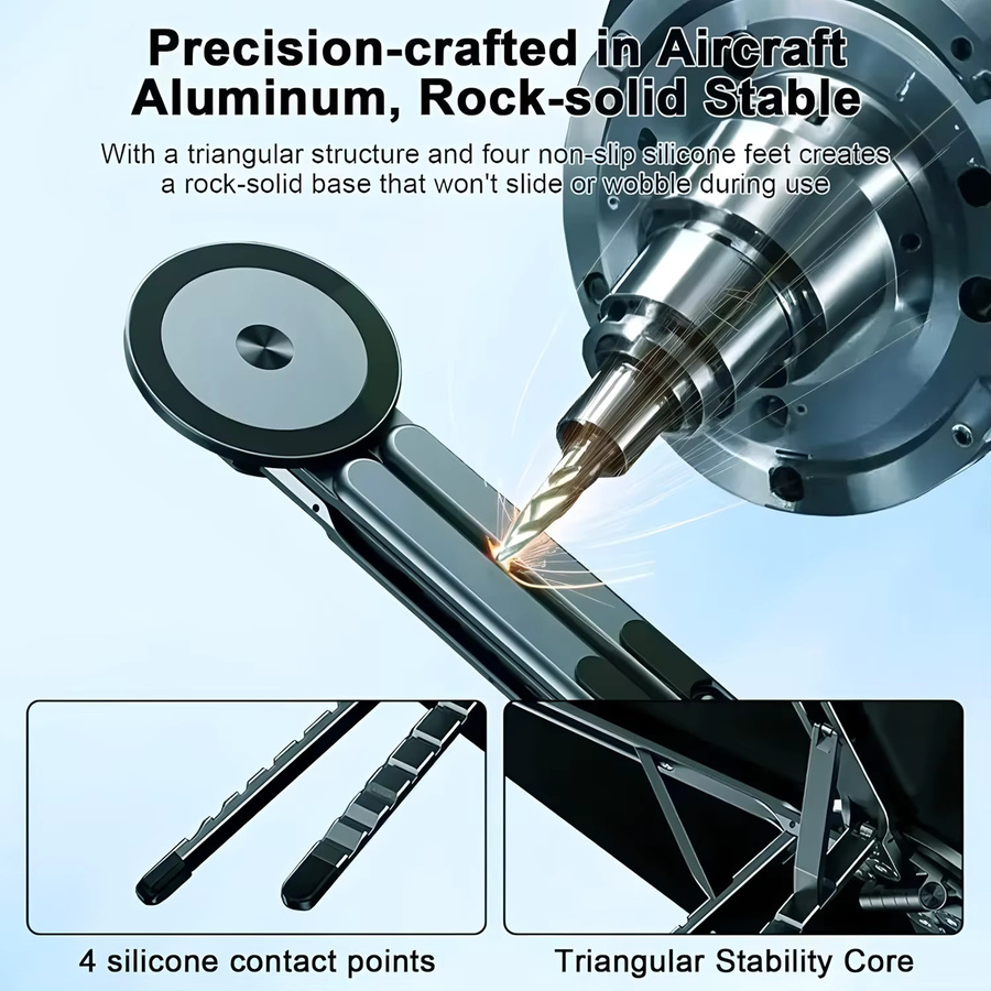 BESY Magnetischer Handyhalter und Selfie-Stick in Grau, faltbares Handstativ für iPhone, iPad, Tablet und Laptop - Bild 2