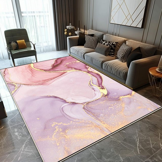 Wucifang Jewelry Luxus Marmor Teppich in Mehrfarbig, Rutschfest und Waschbar, B: 100 cm, L: 160 cm - Bild 1