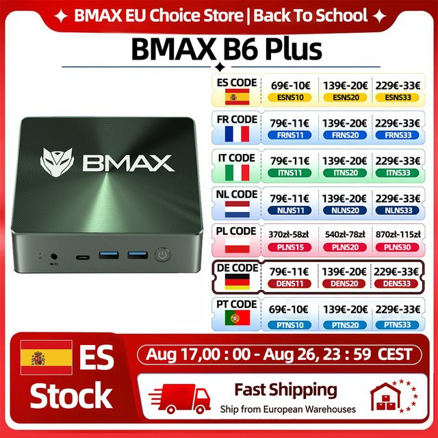BMAX B6 Plus Mini-PC mit Intel i3-1000NG4, Windows 11, 12GB RAM und 512GB SSD, inklusive WiFi, Bluetooth, USB-C und HDMI - Bild 1
