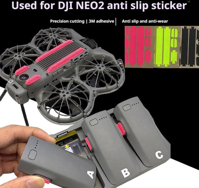 DJI NEO 2 Anti-Rutsch- und Anti-Kratz-Fußaufkleber mit nummerierten Batterie-Aufklebern in Grün und Multicolor - Bild 1