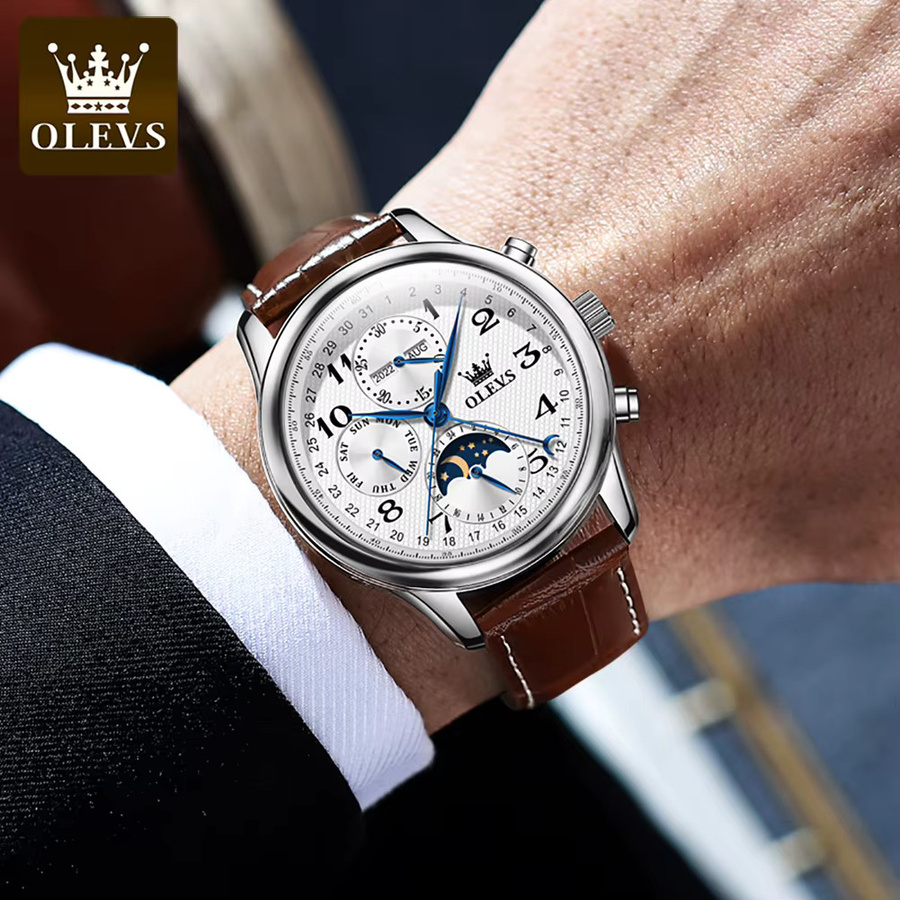 OLEVS Armbanduhr Automatik, Analog-Digital, Mondphase, 42 mm, Herren - Bild 4