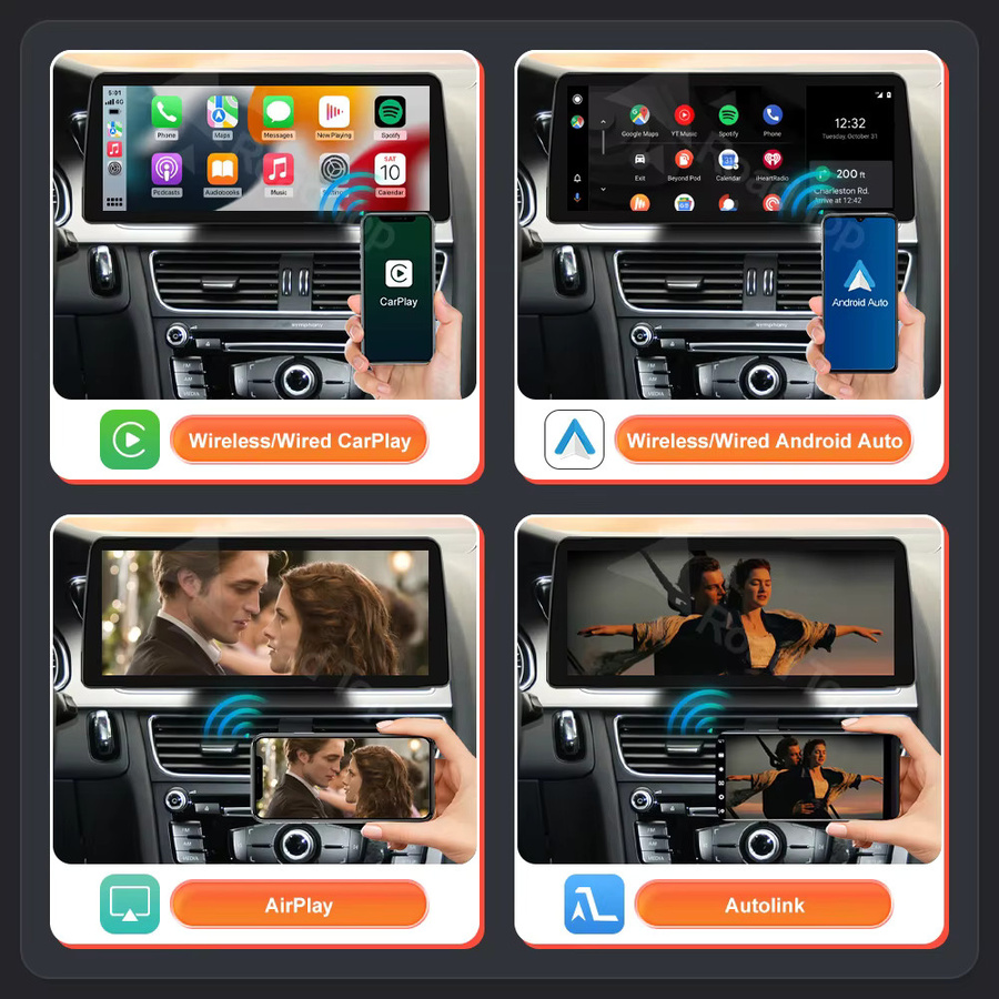 Wincago 12,3 Zoll Multimedia-Autoradio mit Linux-Touchscreen für Audi A4 2009–2015, Schwarz, mit kabellosem CarPlay, Android Auto und Airplay - Bild 4