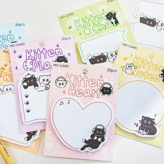 Kawai Momo Haftnotizen Kleine Schwarze Katzen-Serie in Schwarz aus Papier - Bild 1