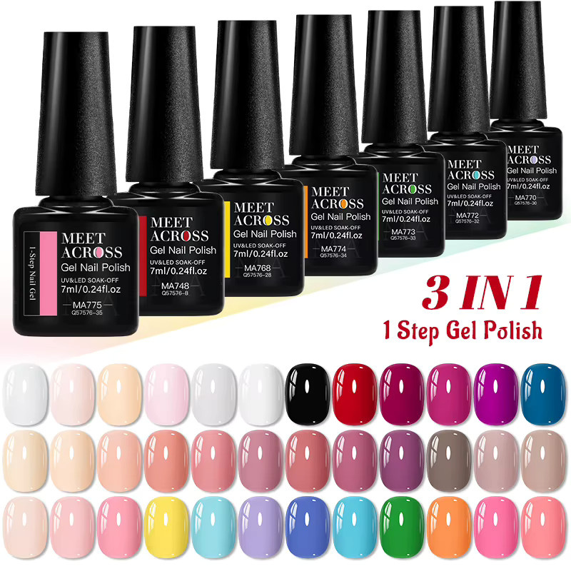 MEET ACROSS Gel Nagellack Set, 12 Stück, Glänzend, Unisex - Bild 1