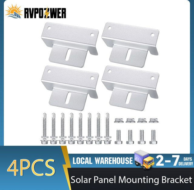RVPOZWER 4-teiliges Set Solarpanel-Montagehalterungen aus Aluminium in Silber für Dächer und netzunabhängige Anwendungen - Bild 1